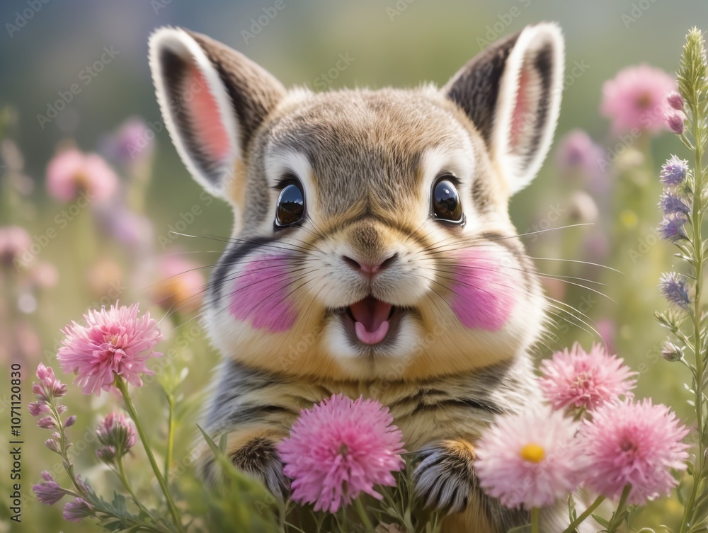 Obraz premium rabbit and flowers