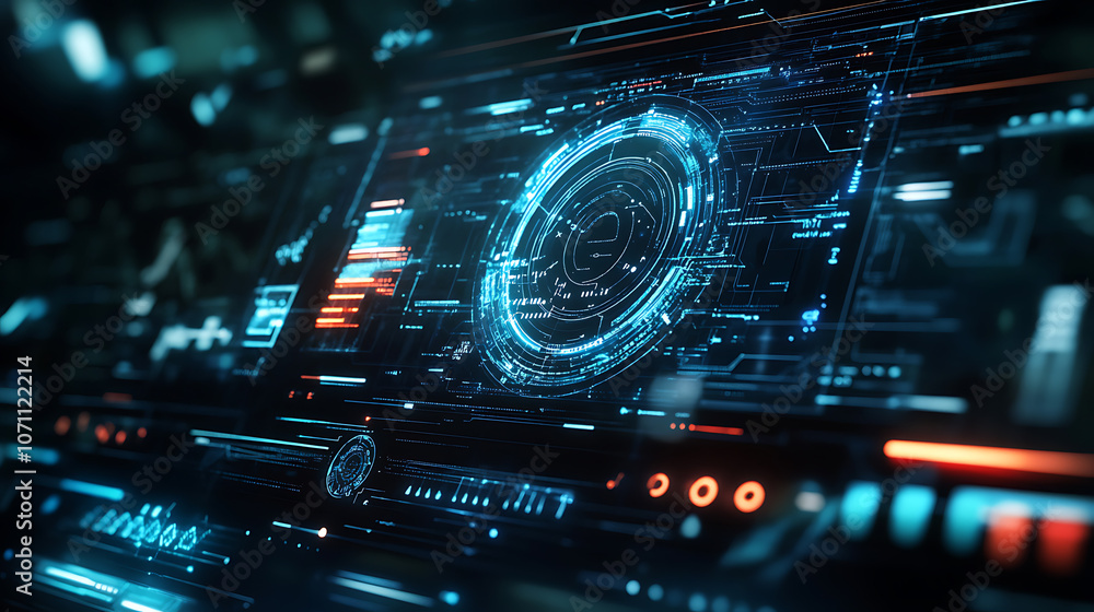 Obraz premium Futuristic interface displaying secure network with advanced tech protocols