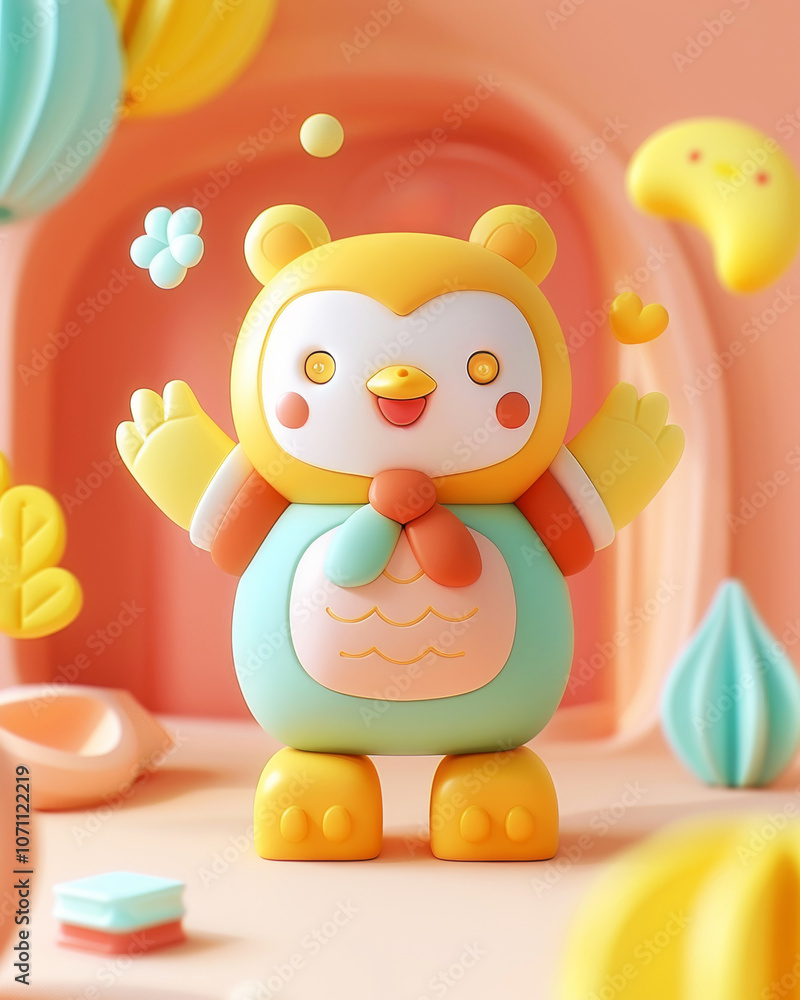 Cute Cartoon Owl Character With Big Eyes In A Playful Whimsical Style, 3D Illustration Cute Cartoon Owl Character With Big Eyes In A Playful Whimsical Style, 3D Illustration