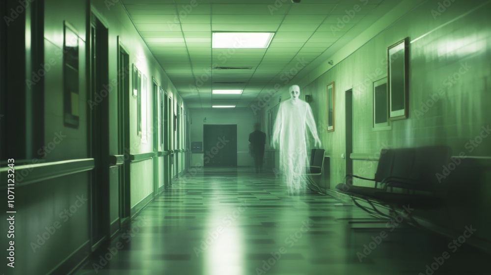 Obraz premium hospital with ghost at night