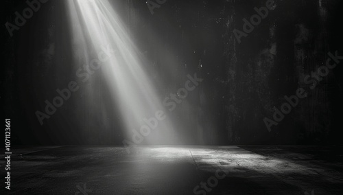 Black Studio Room with Spotlight on Concrete Floor for Product Display