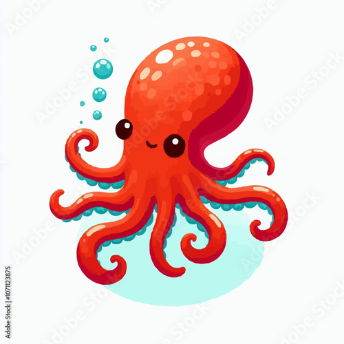 Vector illustration of a cute octopus. Cartoon octopus. photo