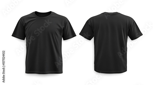 black tshirt mockup template blank front and back views isolated on white