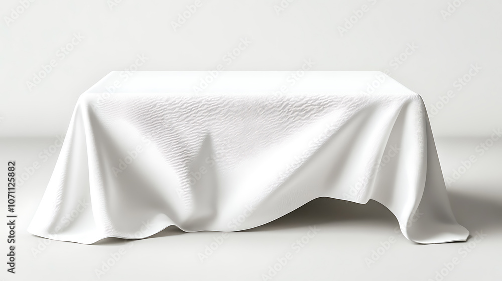 a realistic white tablecloth set that is either isolated or folded, covering furniture or a table with the idea of a folded tablecloth a realistic white tablecloth set that is either isolated or folded, covering furniture or a table with the idea of a folded tablecloth