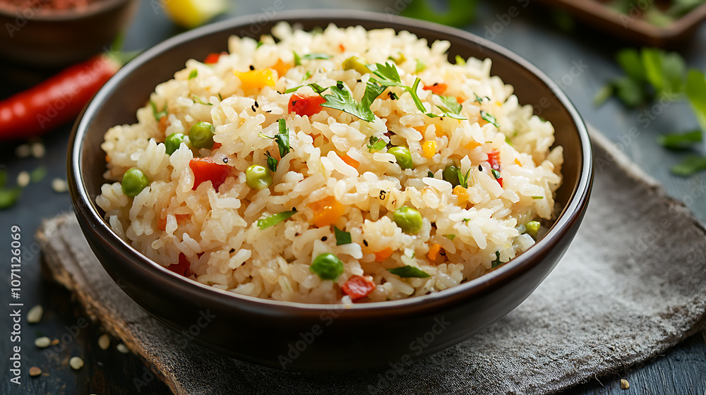 boiled rice with vegetables, Japanese style breakfast boiled rice with vegetables, Japanese style breakfast