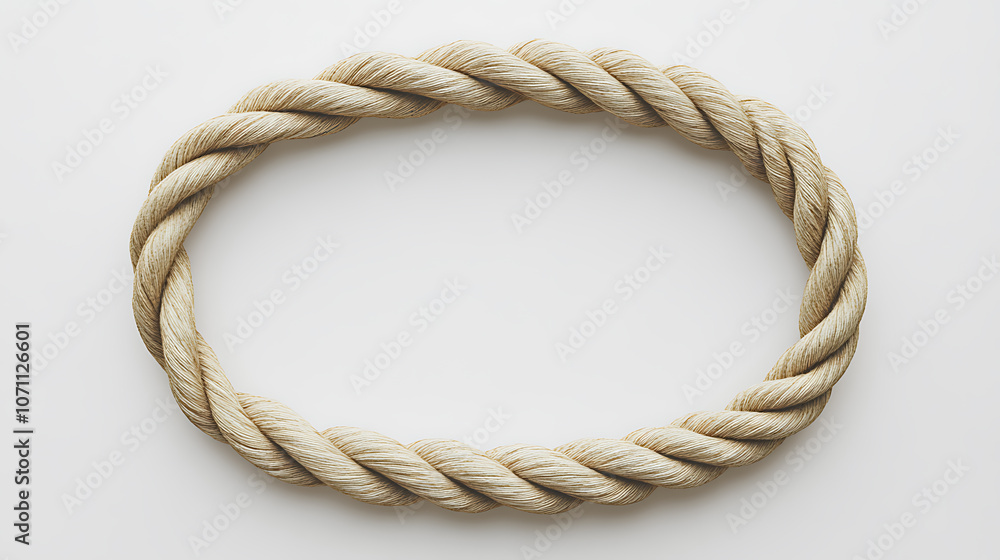 Oval rope frame - Infinite rope loop set against a white background Oval rope frame - Infinite rope loop set against a white background