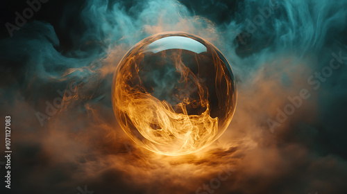 mysterious crystal ball unveiling secrets of fate smoke swirling in darkness magical concept illustration