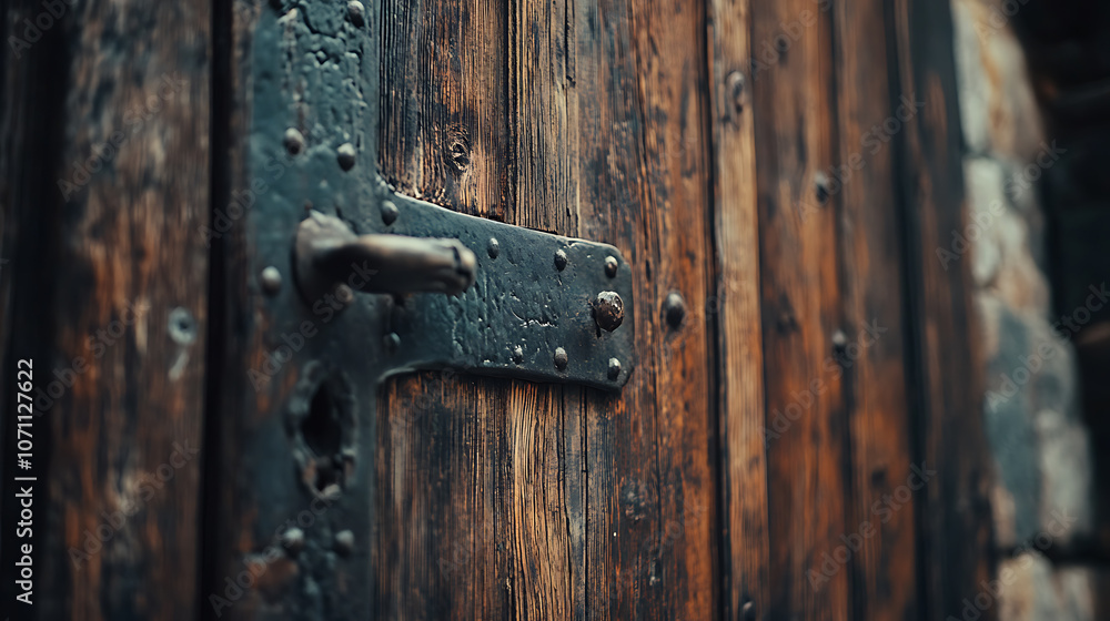 rustic old wooden door in a charming european city architectural detail photo rustic old wooden door in a charming european city architectural detail photo