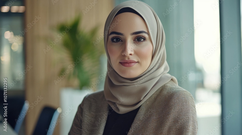 Confident Woman in Hijab Leading Team Meeting Confident Woman in Hijab Leading Team Meeting