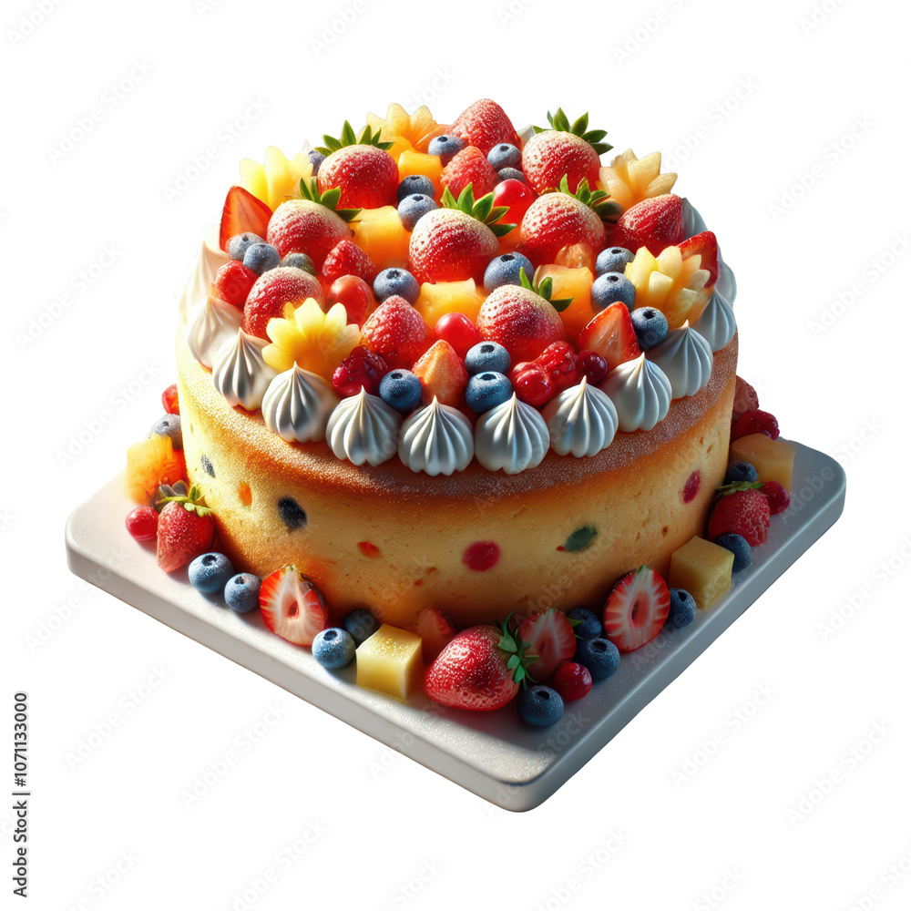 Festive Fruit Cake with Fresh Berries and Pineapple Topping. Festive Fruit Cake with Fresh Berries and Pineapple Topping.