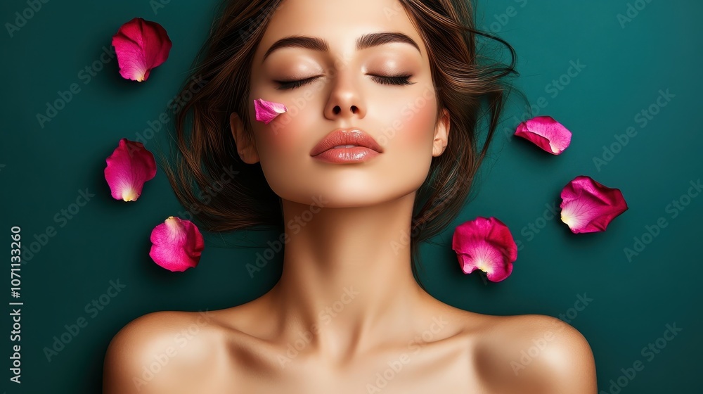 Beautiful Woman with Rose Petals. Beautiful Woman with Rose Petals.