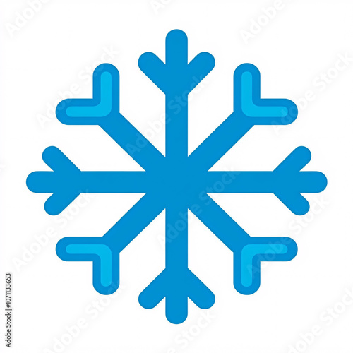 A blue snowflake symbol, representing cold weather, winter themes, and festive seasons, designed with a modern and simplistic aesthetic.