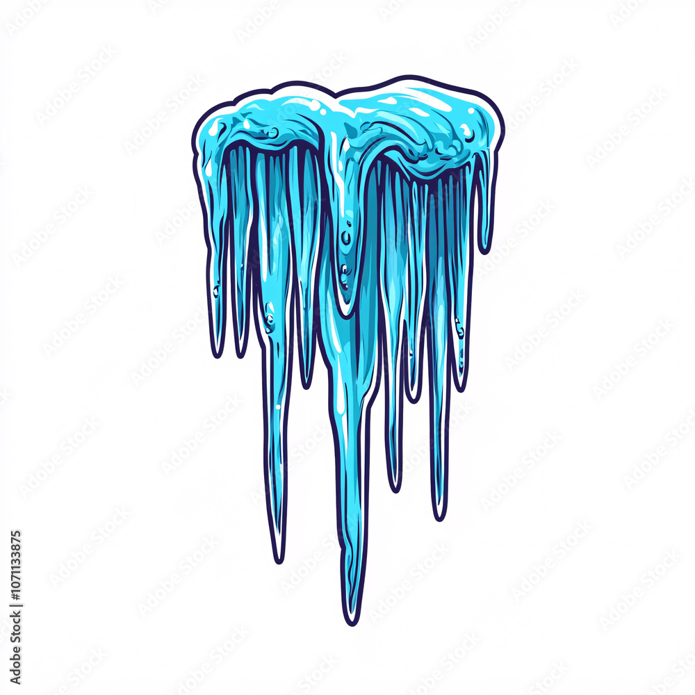 A vibrant illustration of icicles, depicting dripping blue ice with a smooth texture that conveys a sense of coldness. A vibrant illustration of icicles, depicting dripping blue ice with a smooth texture that conveys a sense of coldness.