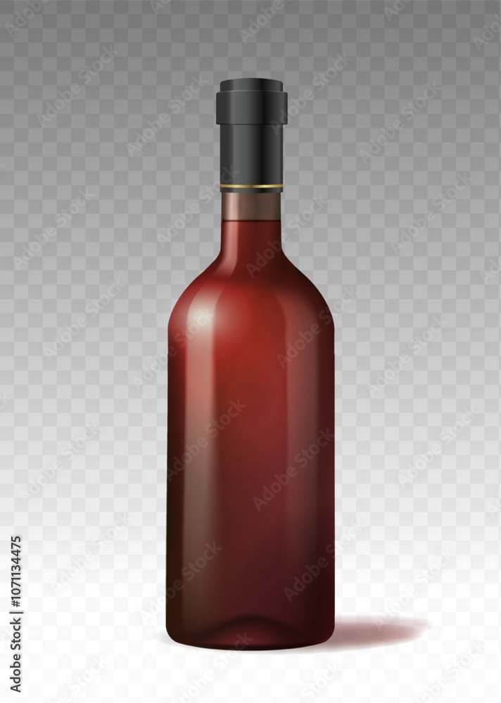 Realistic alcohol bottle. Brown alcoholic package. Menu for pub or bar. Bottle for brandy or cognac, liquor. Poster or banner. 3D vector illustration Realistic alcohol bottle. Brown alcoholic package. Menu for pub or bar. Bottle for brandy or cognac, liquor. Poster or banner. 3D vector illustration