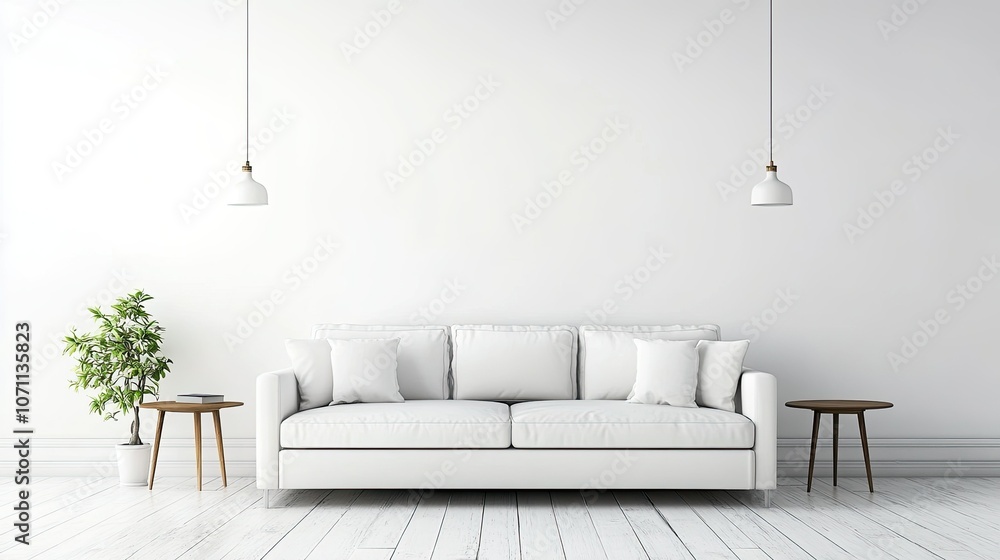 Modern Minimalist Living Room with White Sofa Modern Minimalist Living Room with White Sofa