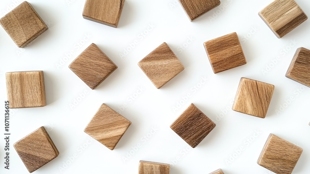 Wooden Shapes on White Background for Minimalist Design Wooden Shapes on White Background for Minimalist Design