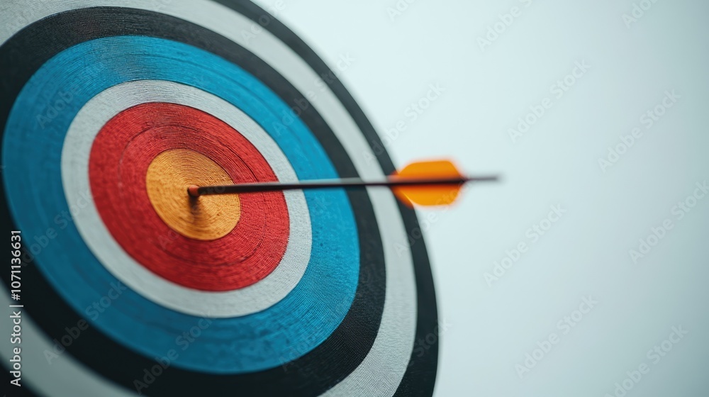 Target with Arrow Hitting Bullseye Close-Up Target with Arrow Hitting Bullseye Close-Up