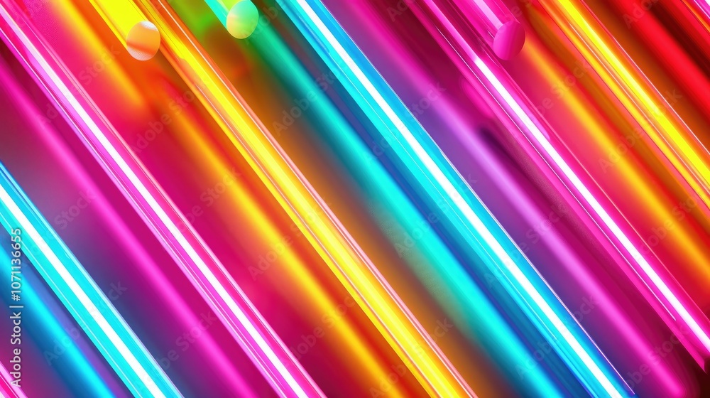 Abstract background with colorful diagonal lines and glowing orbs. Abstract background with colorful diagonal lines and glowing orbs.