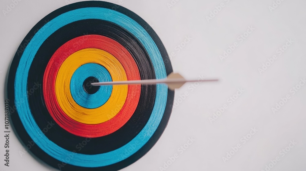 Colorful Target with Dart Hitting Center Point Colorful Target with Dart Hitting Center Point