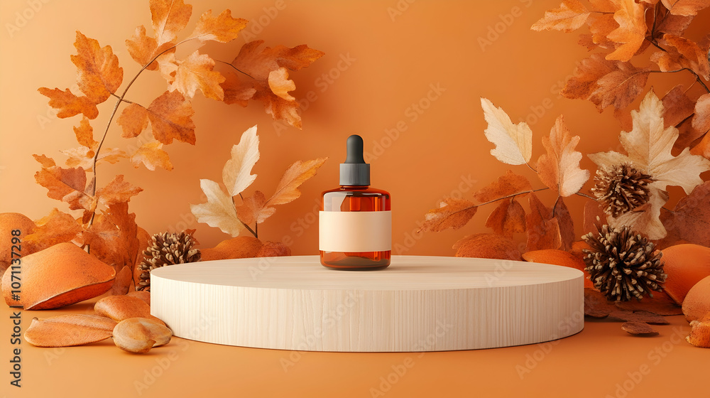 Product Presentation Mockup: Design a product podium in autumn warm colors for branding and packaging mockups, showcasing warmth and inviting design. Generative AI Product Presentation Mockup: Design a product podium in autumn warm colors for branding and packaging mockups, showcasing warmth and inviting design. Generative AI