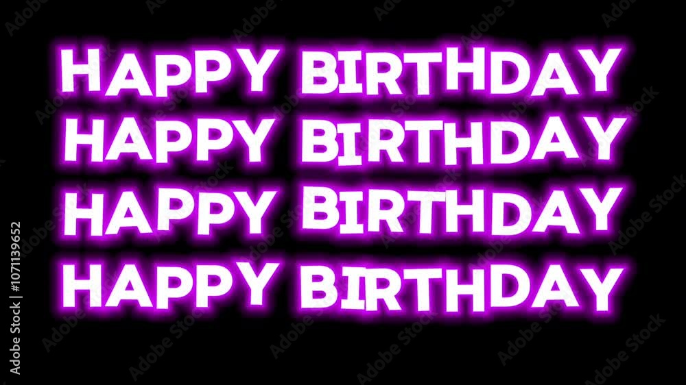 Happy Birthday Text Animation on Black Background Happy Birthday Text Animation on Black Background