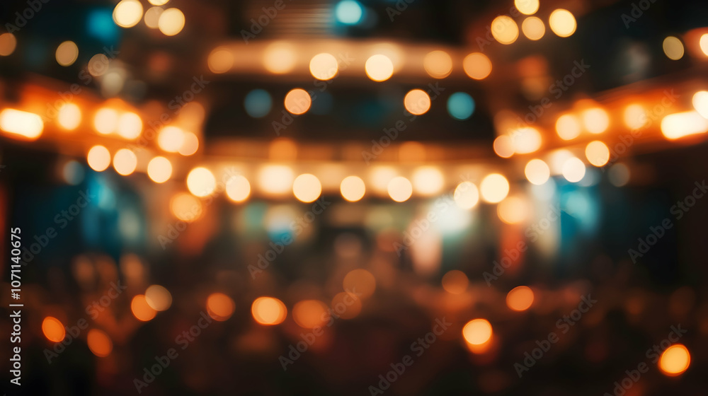 Theater Background: A blurred theater scene background that sets the stage for comedy performances.Generated by AI Theater Background: A blurred theater scene background that sets the stage for comedy performances.Generated by AI
