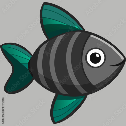 A fish with wide open mouth and big eyes, Surprised, shocked or amazed face front vie