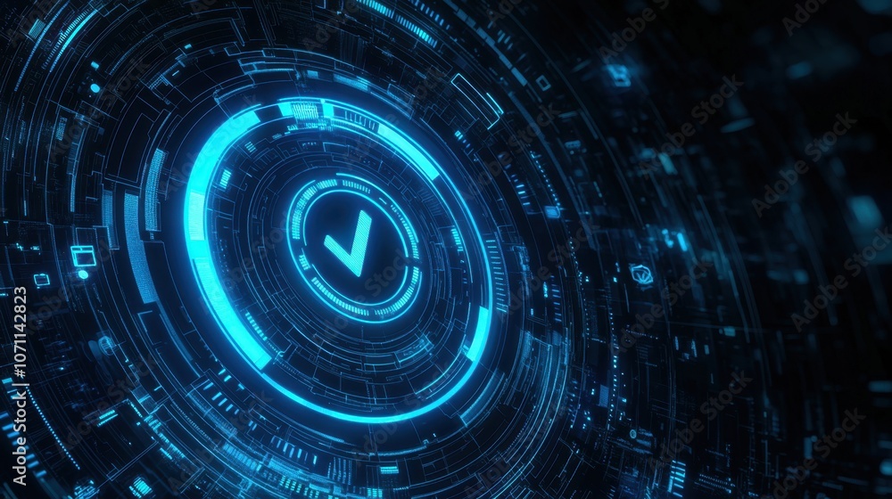 Futuristic Technology Interface with Check Symbol Futuristic Technology Interface with Check Symbol