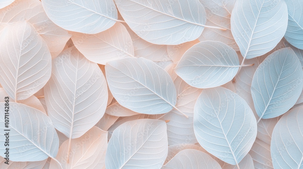 Delicate white leaves creating a serene background Delicate white leaves creating a serene background