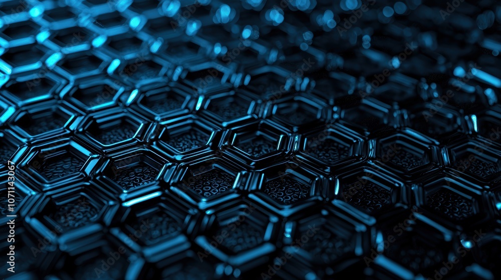 Abstract blue hexagonal pattern with glossy texture Abstract blue hexagonal pattern with glossy texture
