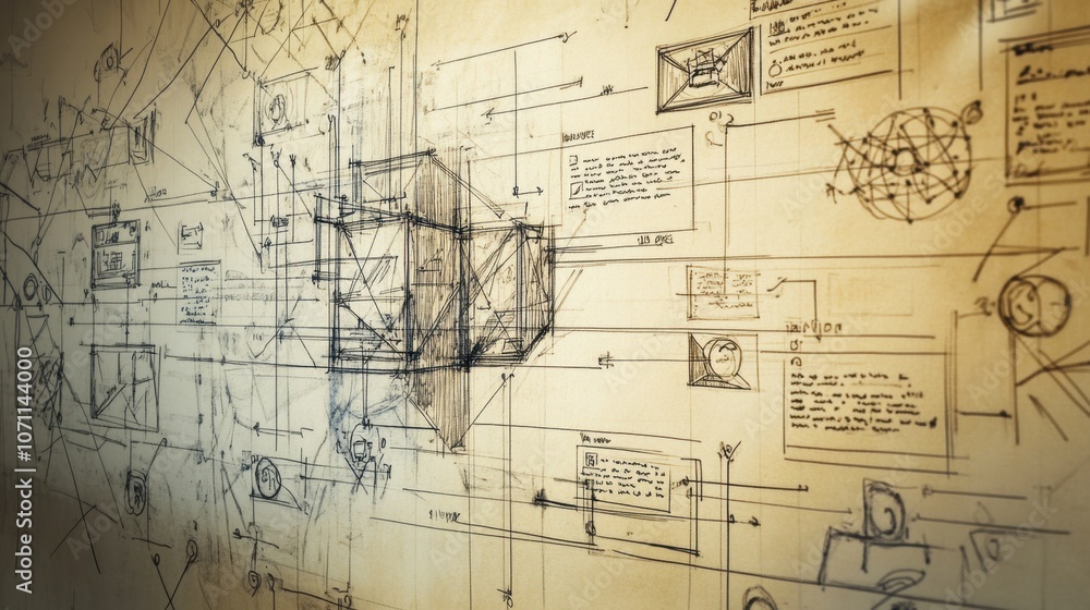 Abstract Blueprint Design with Creative Sketches Abstract Blueprint Design with Creative Sketches