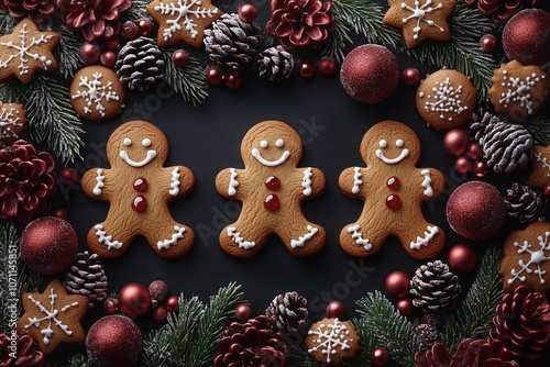 Festive Gingerbread Men with Holiday Decorations