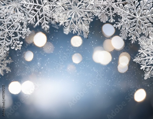 PNG Wintery snowflakes bokeh, background 