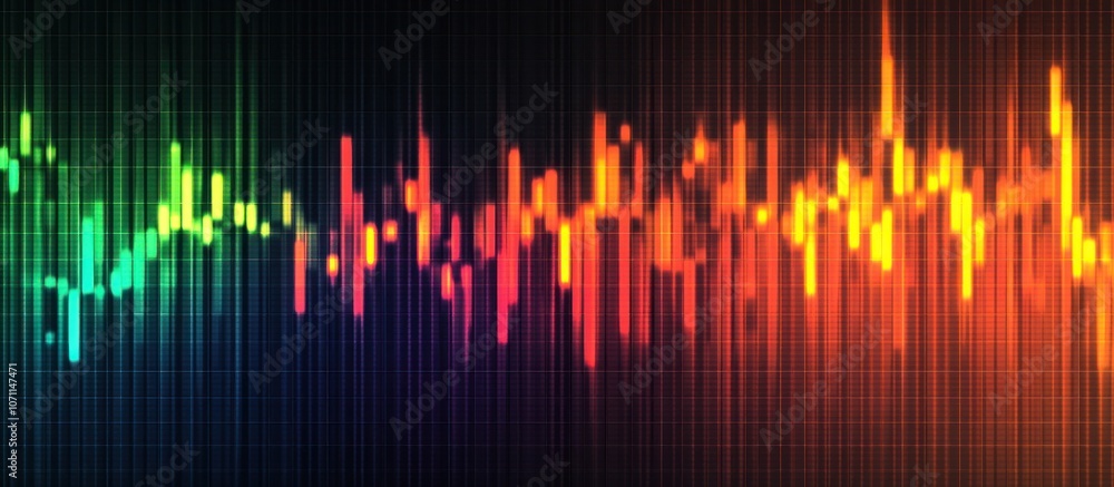 Abstract stock market numbers on a digital grid background, vibrant neon colors, dark gradient backdrop Abstract stock market numbers on a digital grid background, vibrant neon colors, dark gradient backdrop