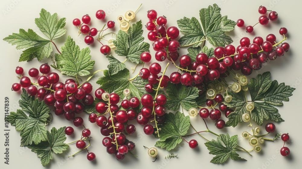 Red Currant Berries and Green Leaves Red Currant Berries and Green Leaves