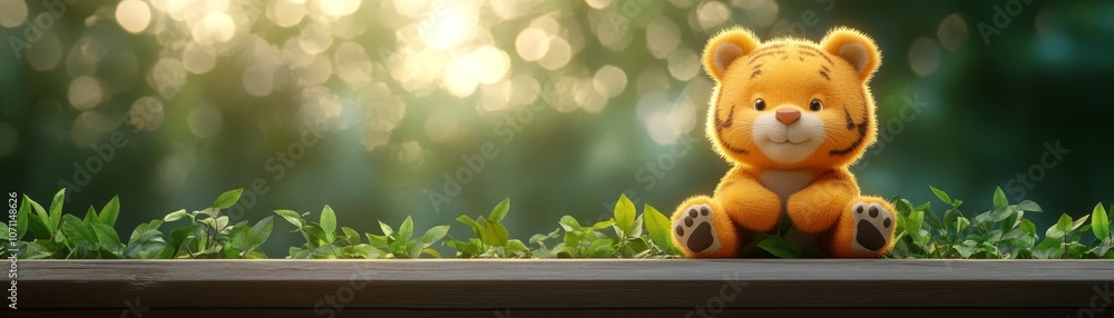 Adorable teddy bear enjoys a relaxing moment on rustic wooden table Adorable teddy bear enjoys a relaxing moment on rustic wooden table