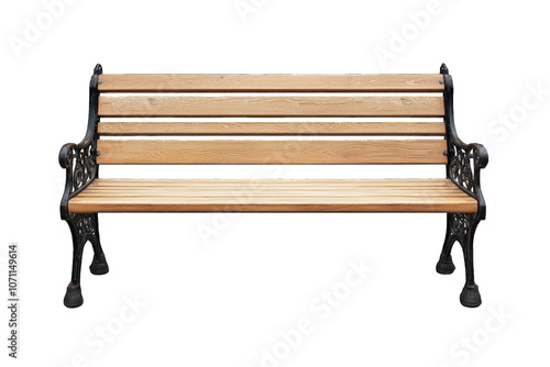 Classic Wooden Park Bench with Metal Legs