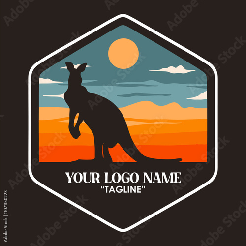 Illustration vector graphic of KANGAROO SILHOUETTE OUTOOR LOGO VECTOR ILLUSTRATION for apparel design merchandise, such as logos on product packaging photo