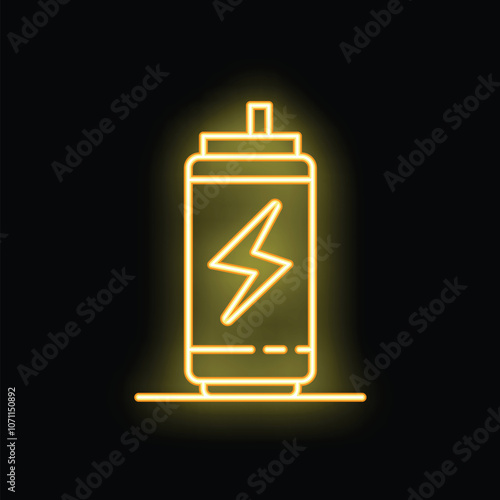 Glowing neon line energy drink icon isolated on black background. 4k ultra hd video motion graphic animation