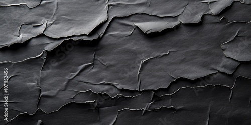 Torn and Wrinkled Black Paper Texture