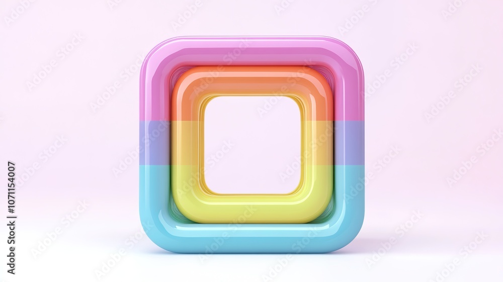 A 3D rendering of a beautiful and colorful square info icon with vibrant hues, set against a clean white background. The icon is designed with smooth, modern edges and glowing accents, A 3D rendering of a beautiful and colorful square info icon with vibrant hues, set against a clean white background. The icon is designed with smooth, modern edges and glowing accents,