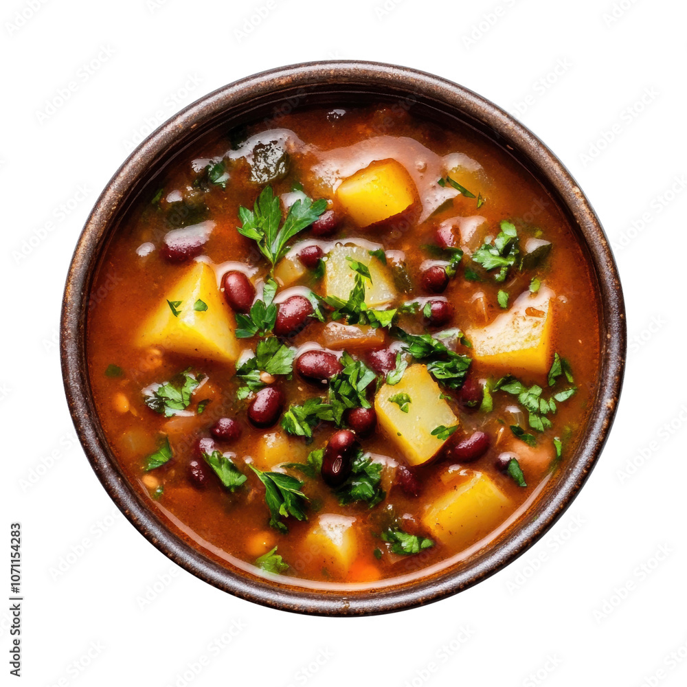 Delicious Bowl of Potato and Bean Soup Isolated on a Transparent Background Delicious Bowl of Potato and Bean Soup Isolated on a Transparent Background