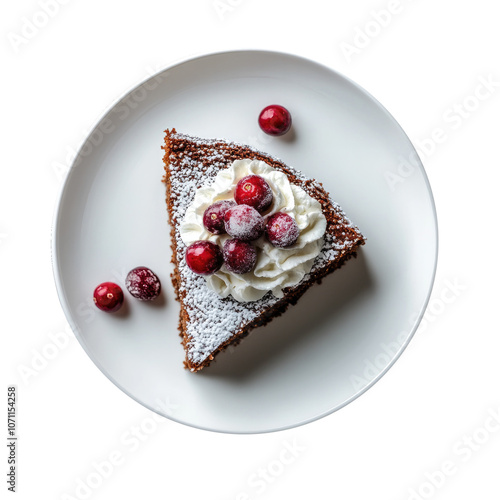 Delicious Slice of Christmas Gingerbread Cake Isolated on a Transparent Background