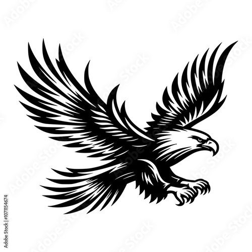 Majestic Side View Flying Bald Eagle with Spread Wings SVG Graphic for Wildlife and Patriotic Art