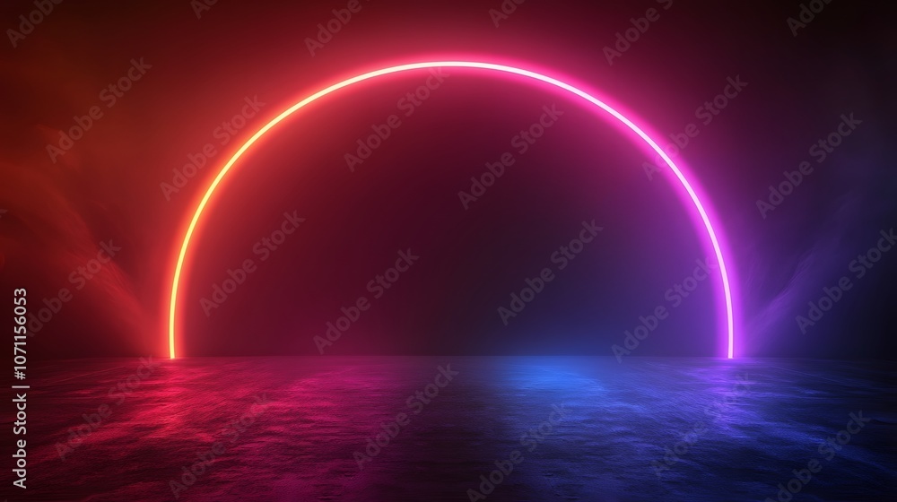 A Glowing Neon Arc on a Dark, Textured Surface A Glowing Neon Arc on a Dark, Textured Surface
