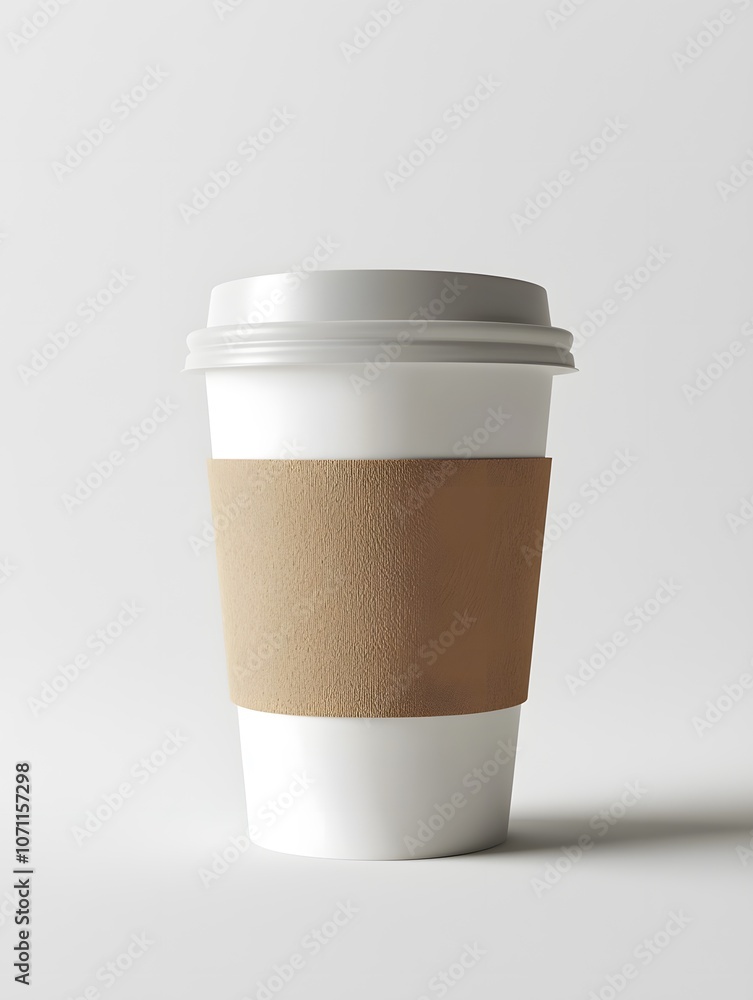 White Coffee Cup with Brown Paper Sleeve White Coffee Cup with Brown Paper Sleeve