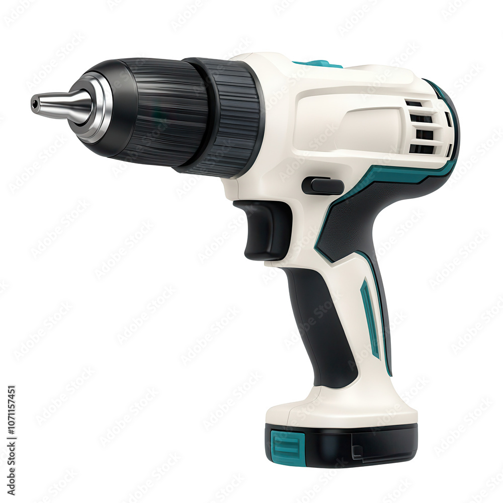 Power drill with ergonomic design, isolated on a white background, transparent background. Power drill with ergonomic design, isolated on a white background, transparent background.