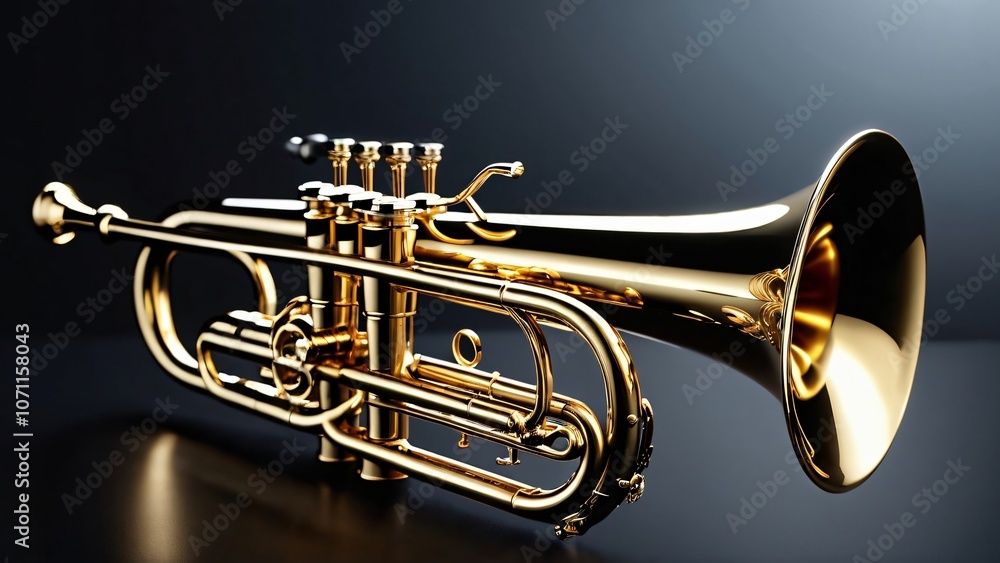 Naklejka premium trumpet isolated on black background
