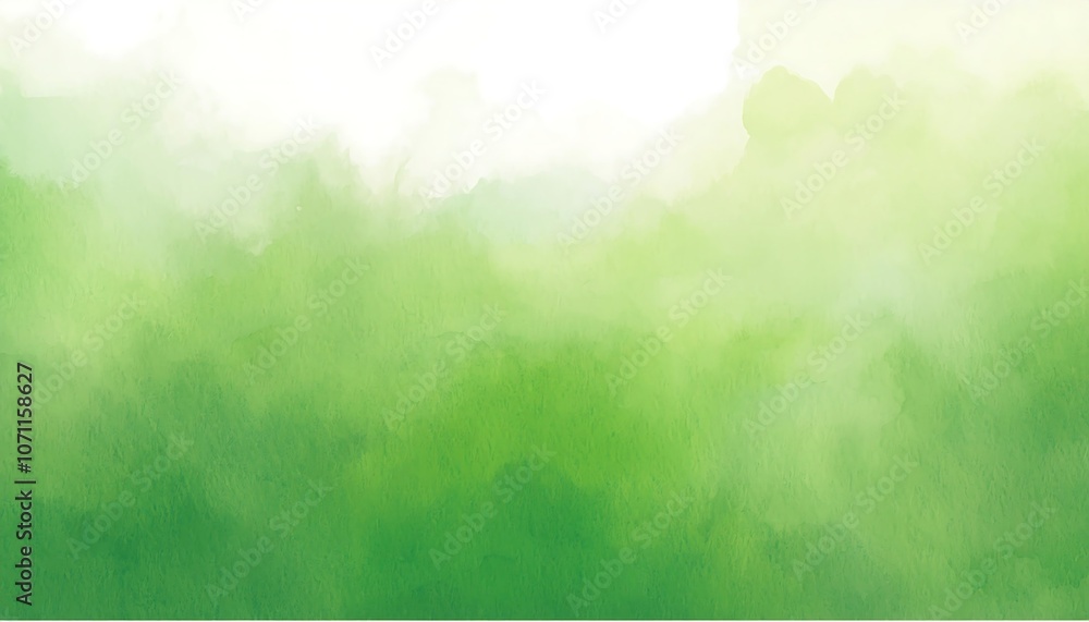 Fototapeta premium The green abstract watercolor texture background is patterned with a pastel watercolor brush