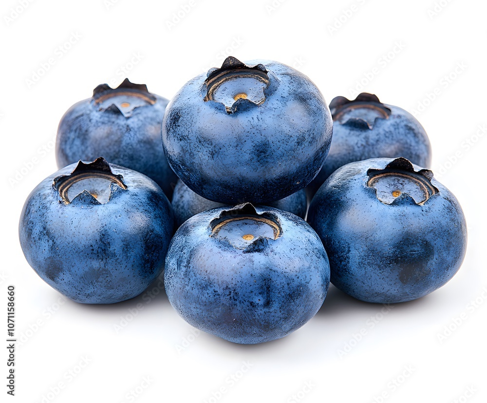 Obraz premium A Close-Up View of Six Ripe Blueberries
